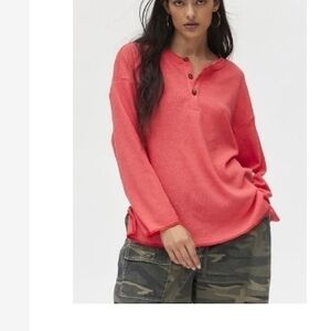 Women's Coral Button-Up Top
